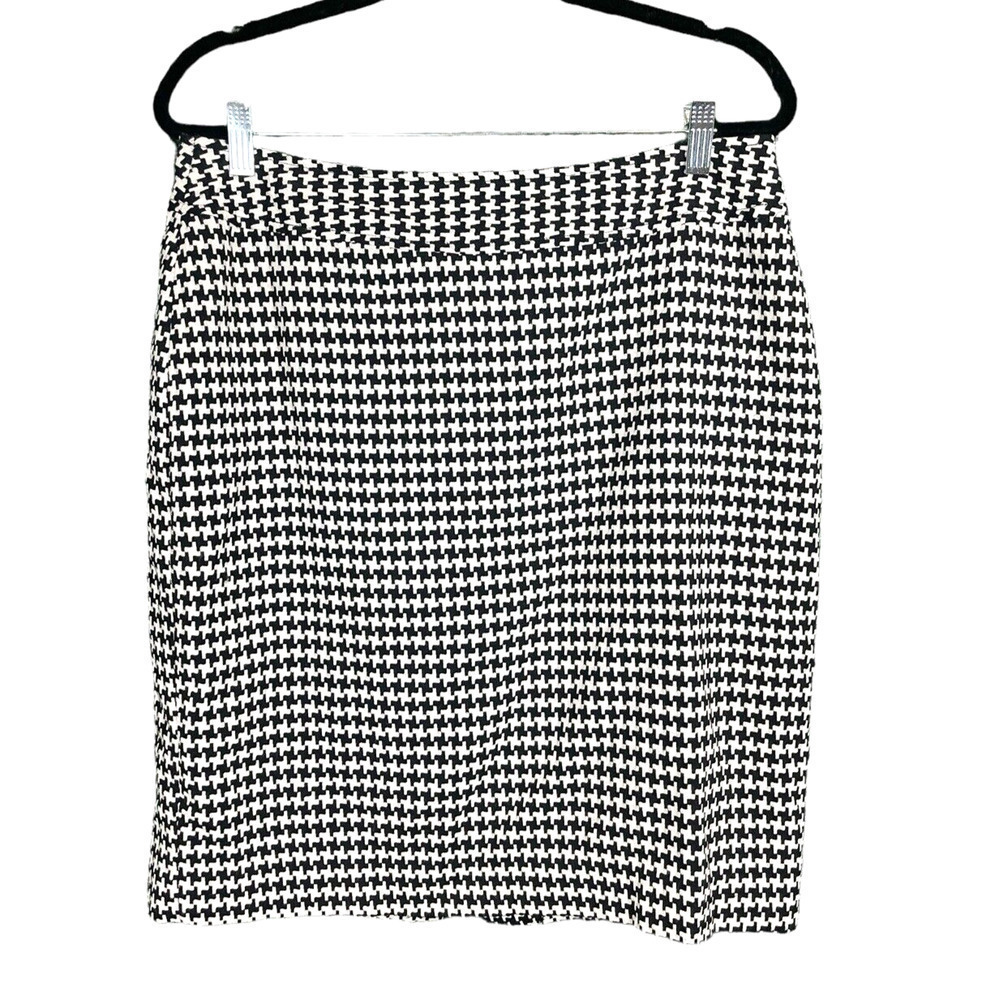 Worthington Black Houndstooth Skirt Size 14 Straight Pencil Vintage